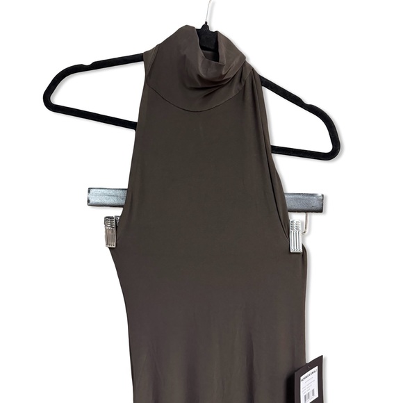 NORMA KAMALI Halter Turtleneck Fishtail Gown Maxi Dress brown Revolve NWT S - Picture 5 of 8